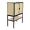 Hello Honey® 47" Boho Woven Rattan and Wood Cabinet with Doors, Shelf, and Interior Storage Compartments
